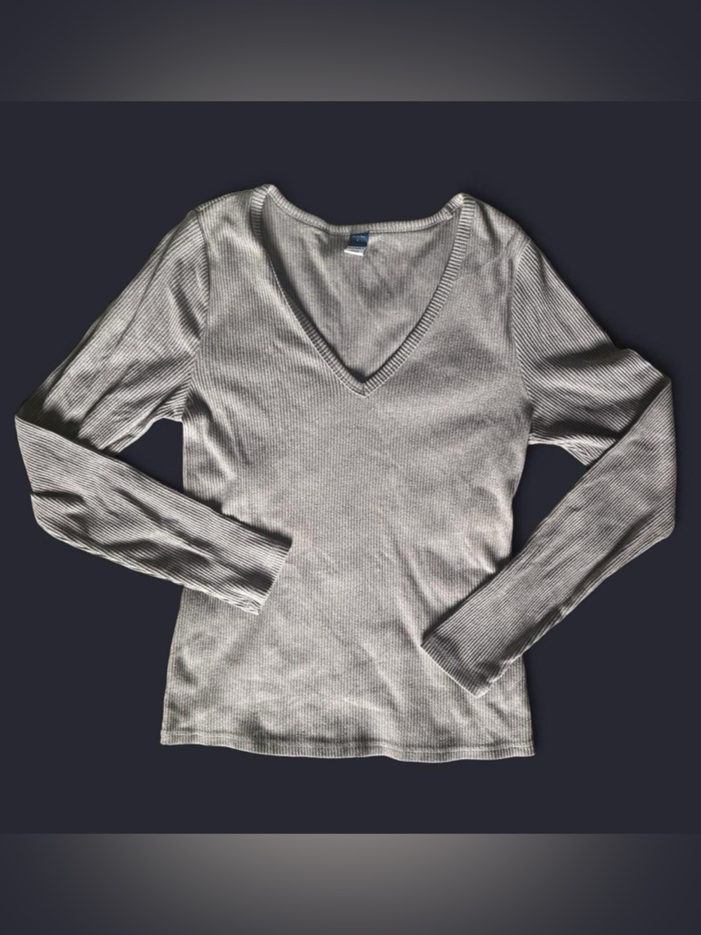 Old Navy Women's Ribbed Grey Long Sleeve Shirt Large
